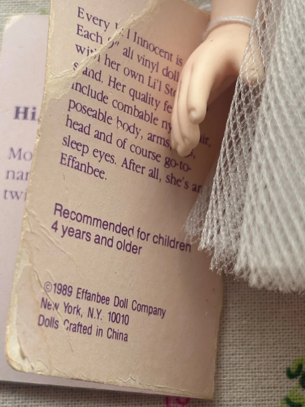 Vintage 1980’s  Effanbee “Lil Innocents” Michelle Ballerina Collectible Doll